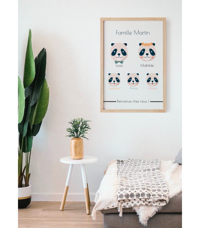 Affiche famille panda à personnaliser