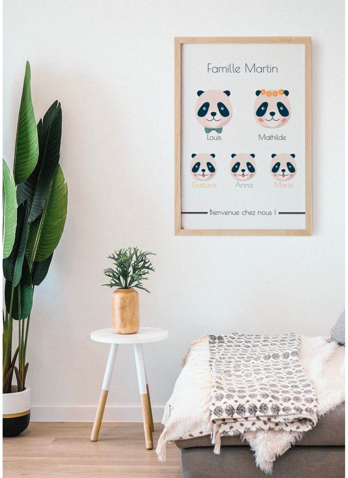 Affiche à personnaliser famille panda |  L’Afficherie