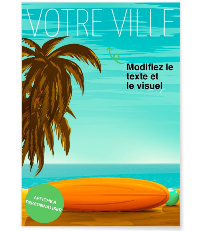 Affiche personnalisée plage, poster personnalisé |  L’Afficherie