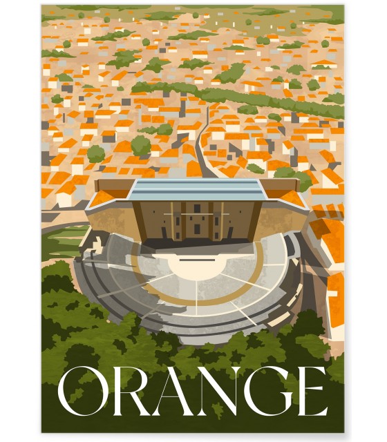 Affiche ville Orange, décoration murale L’Afficherie