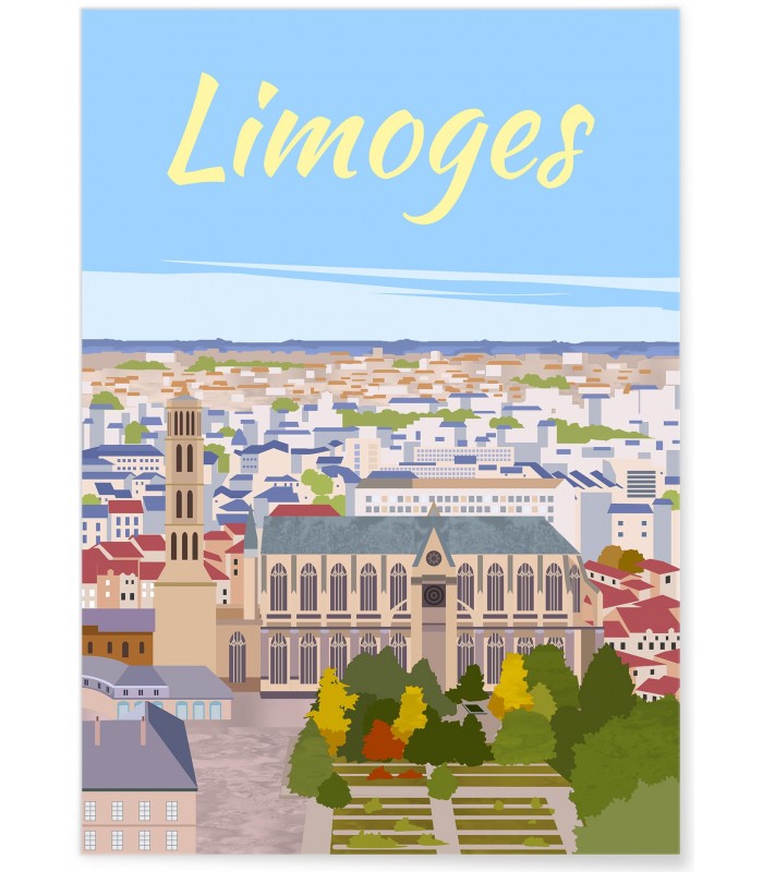 Affiche ville Limoges - Vue du ciel