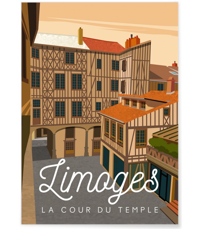 Affiche ville Limoges - La cour du Temple