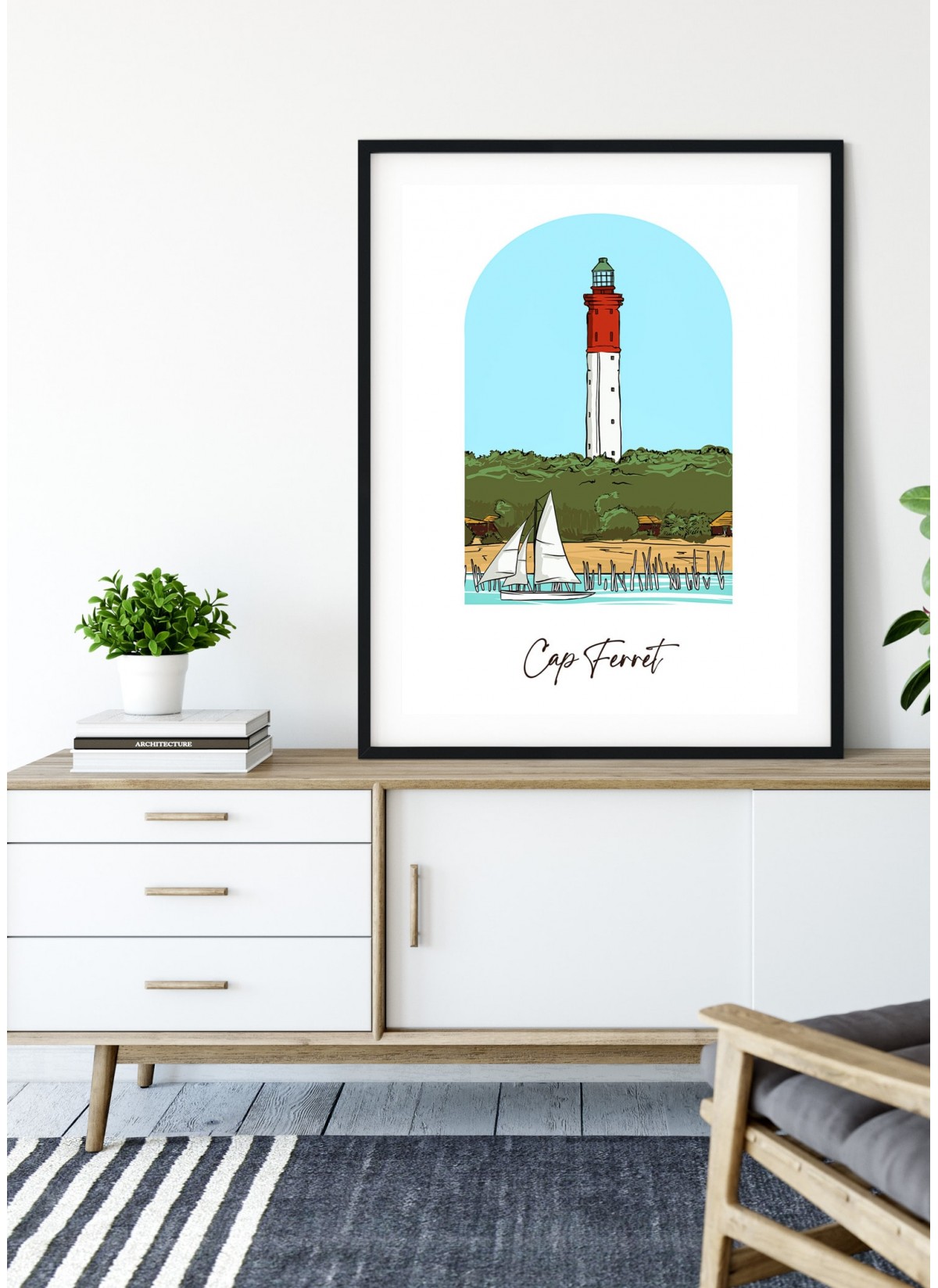 Affiche ville Minimaliste Cap Ferret