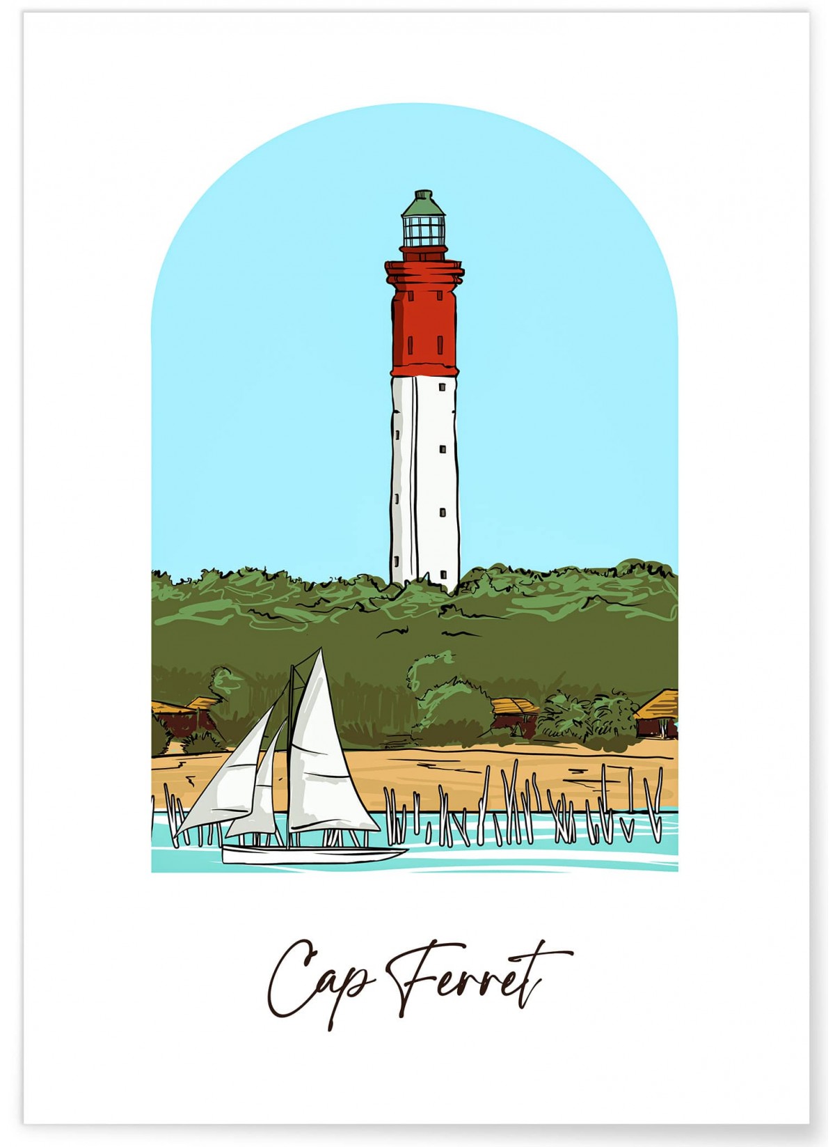 Affiche ville Minimaliste Cap Ferret