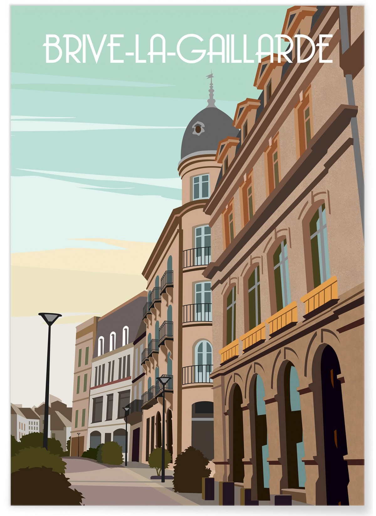 Affiche ville Brive-la-Gaillarde, décoration murale, illustration
