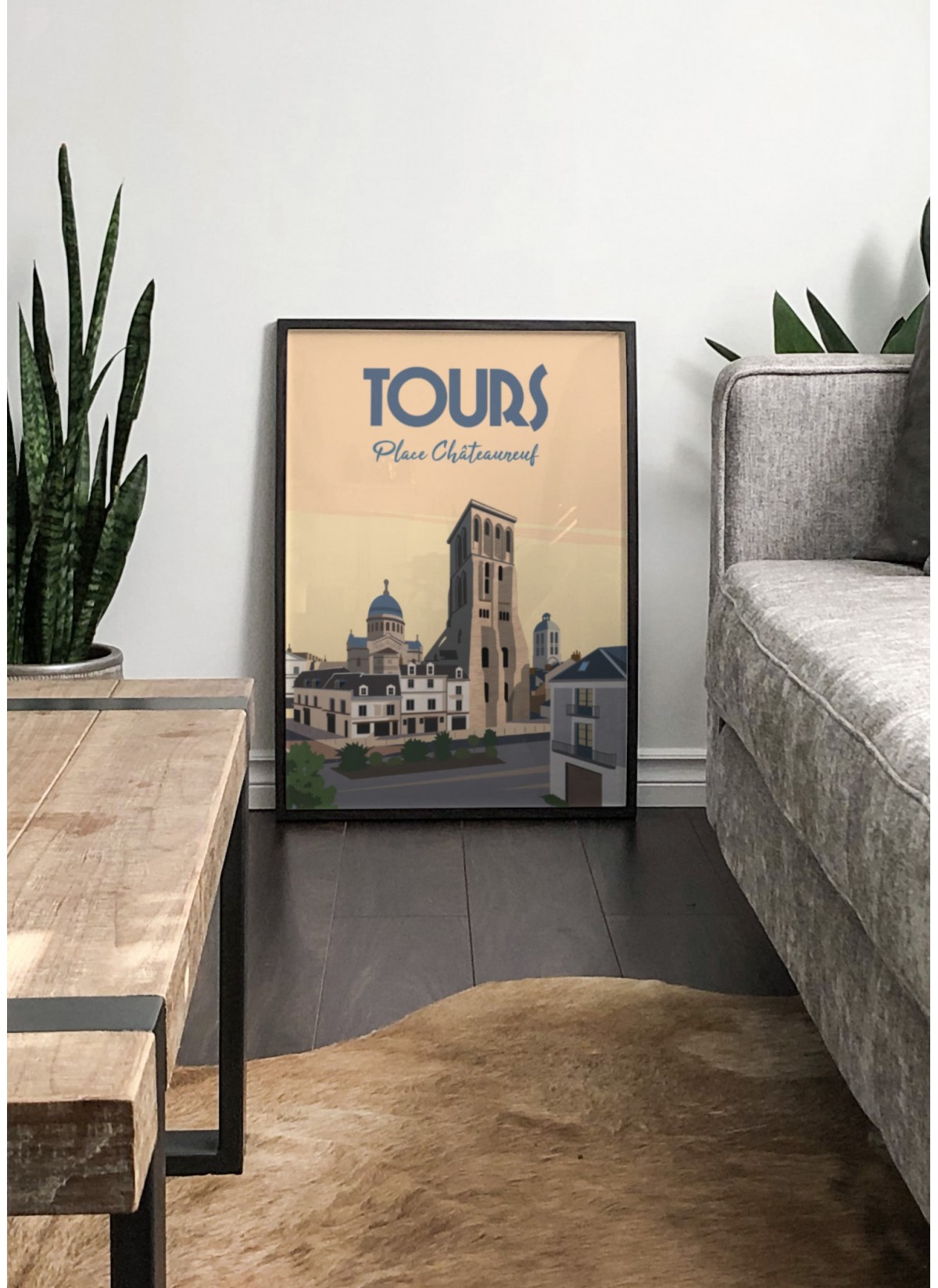 Affiche ville Tours Place Châteauneuf