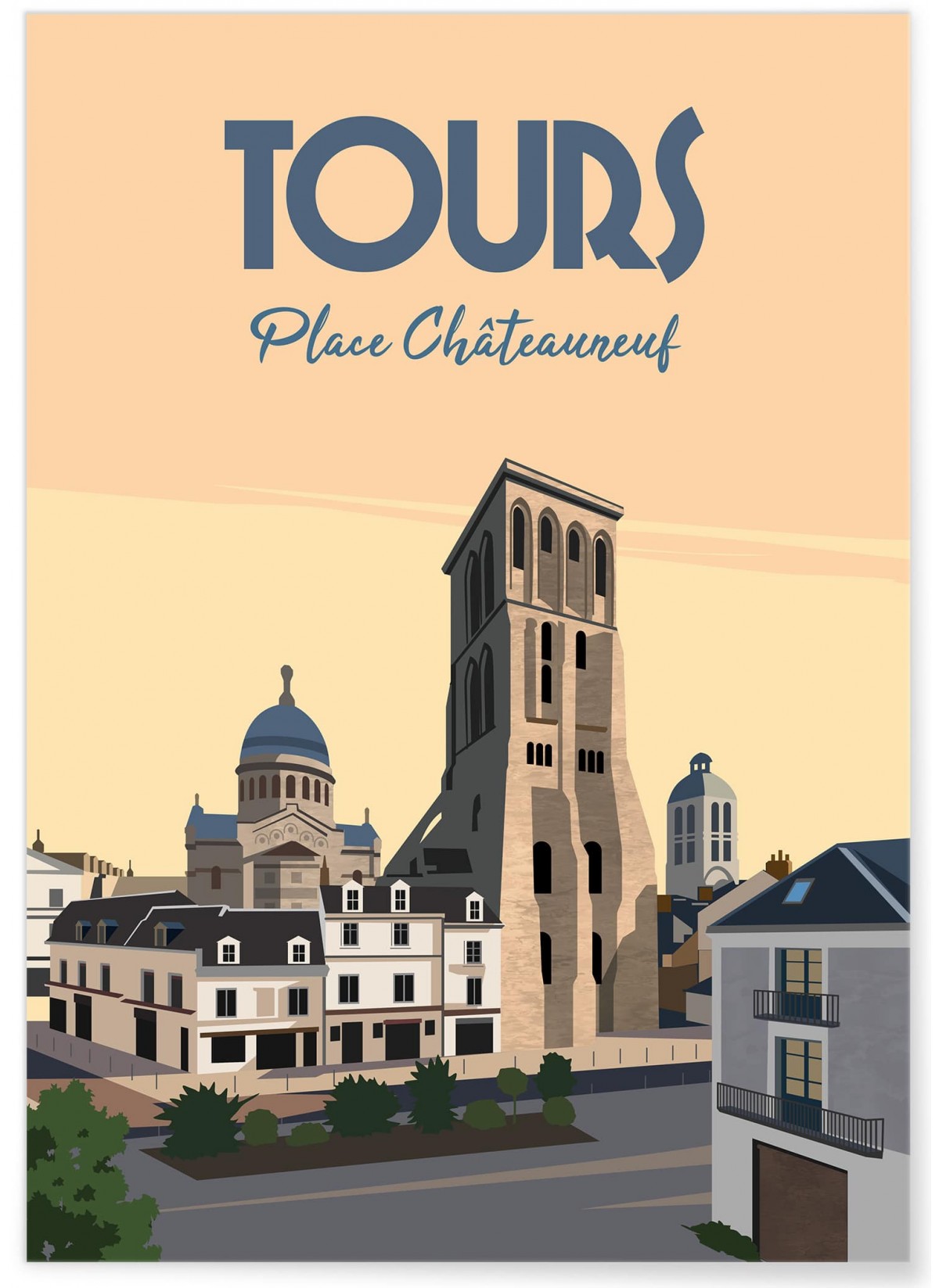 Affiche ville Tours Place Châteauneuf