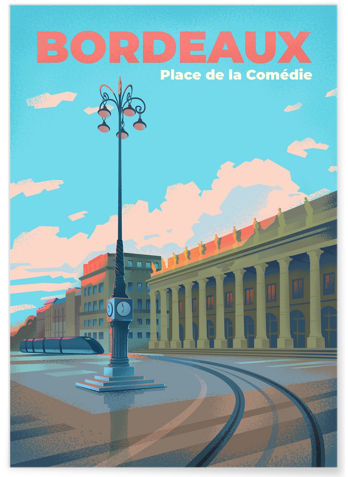 Affiche ville Bordeaux - Place de la Comédie