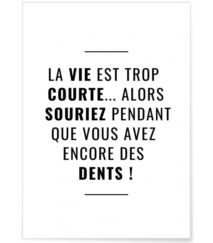 Affiche La vie est trop courte