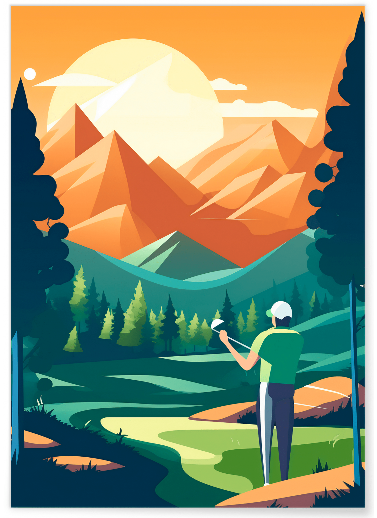 Affiche Illustration Golf