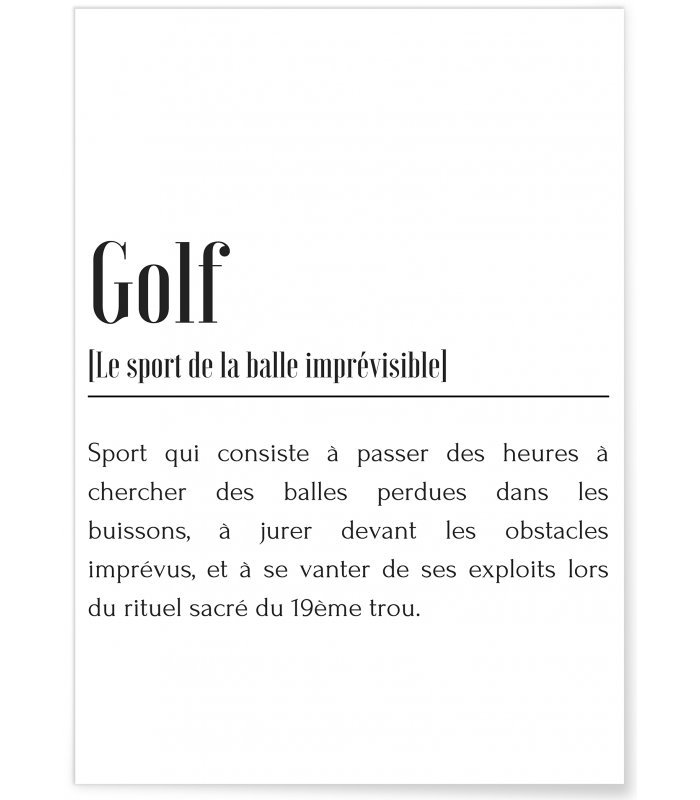 Affiche Définition Golf