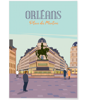 Affiche ville Orléans - Place du Martroi