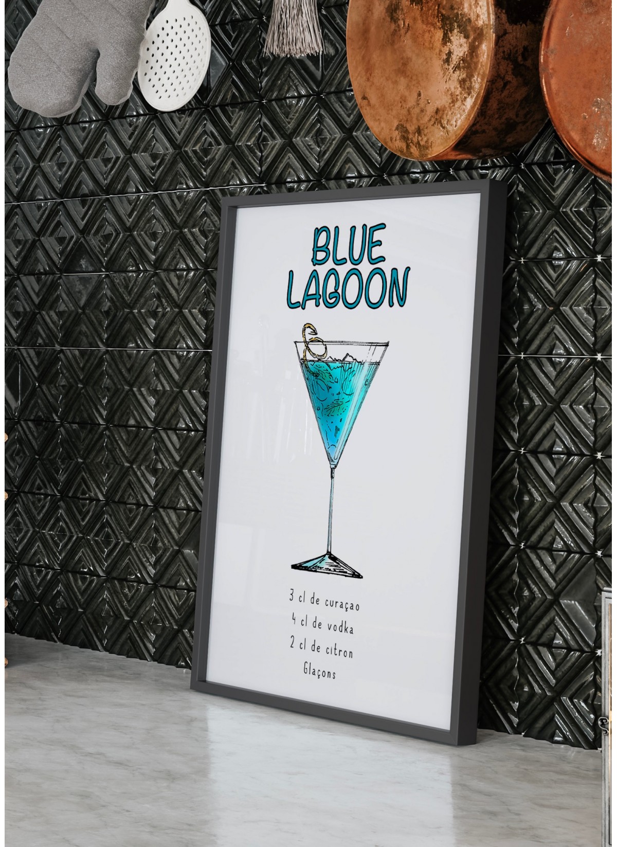 Affiche Cocktail Blue Lagoon, Affiches pour la cuisine | L’Afficherie