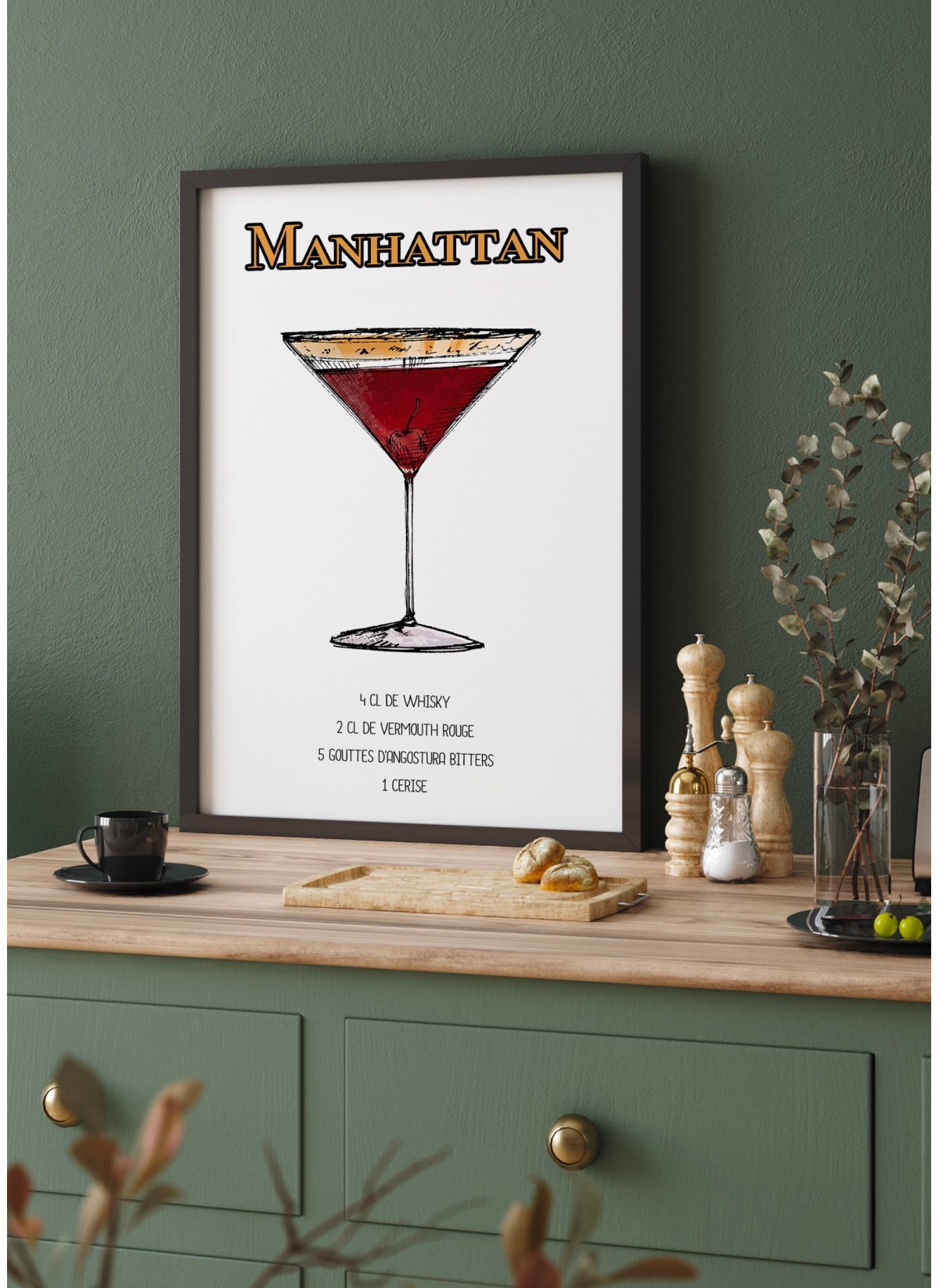 Affiche Cocktail Manhattan, Affiches cuisine à offrir | L’Afficherie