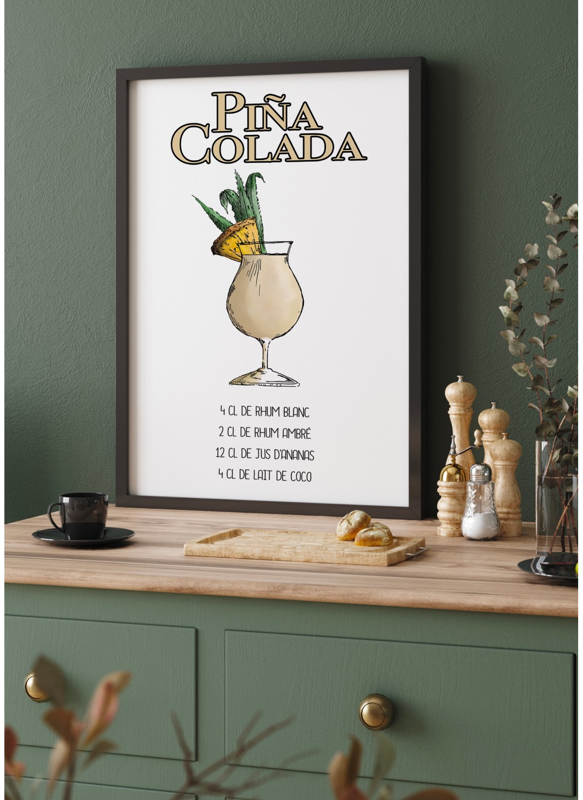 Affiche Cocktail Piña colada, Affiches cuisine à offrir | L’Afficherie