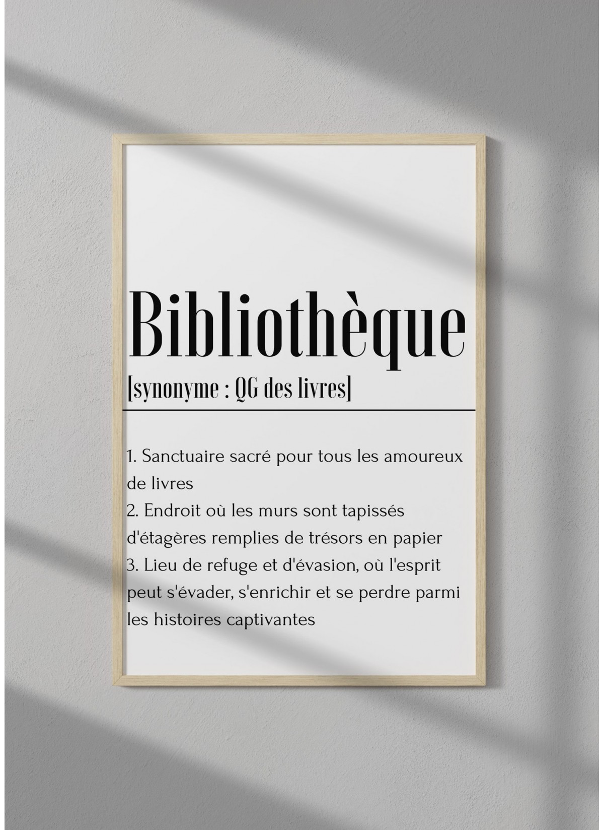Affiche Définition Bibliothèque, décoration murale L’Afficherie