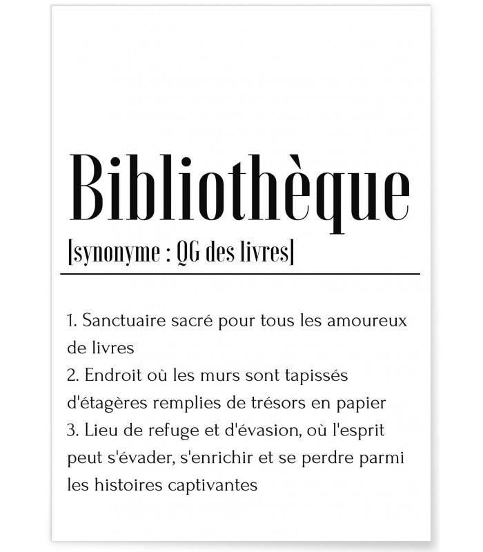 Affiche Définition Bibliothèque