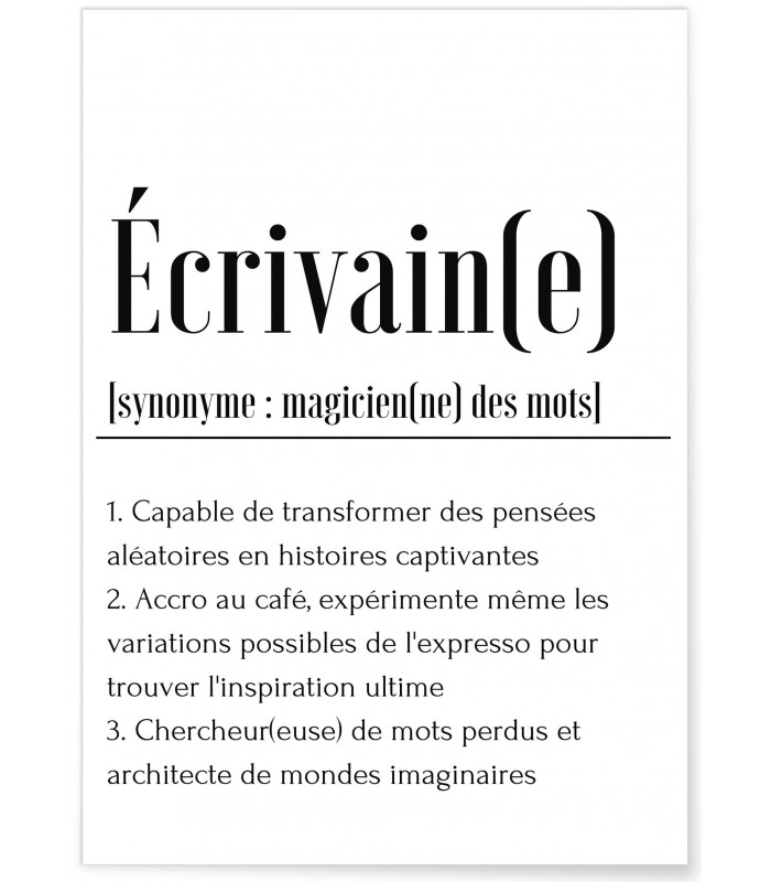 Affiche Définition Écrivain(e)