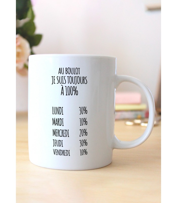 Mug Au boulot, je suis toujours à 100%