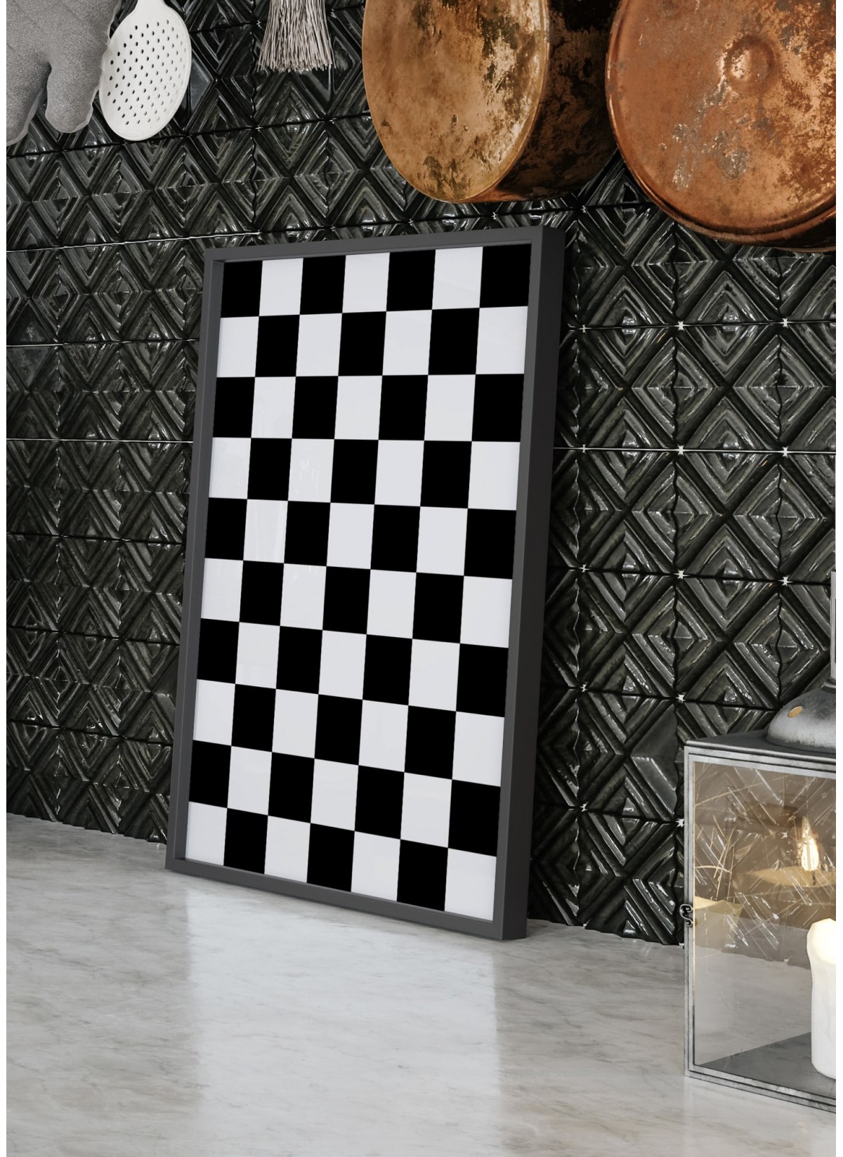 Affiche Damier Noir