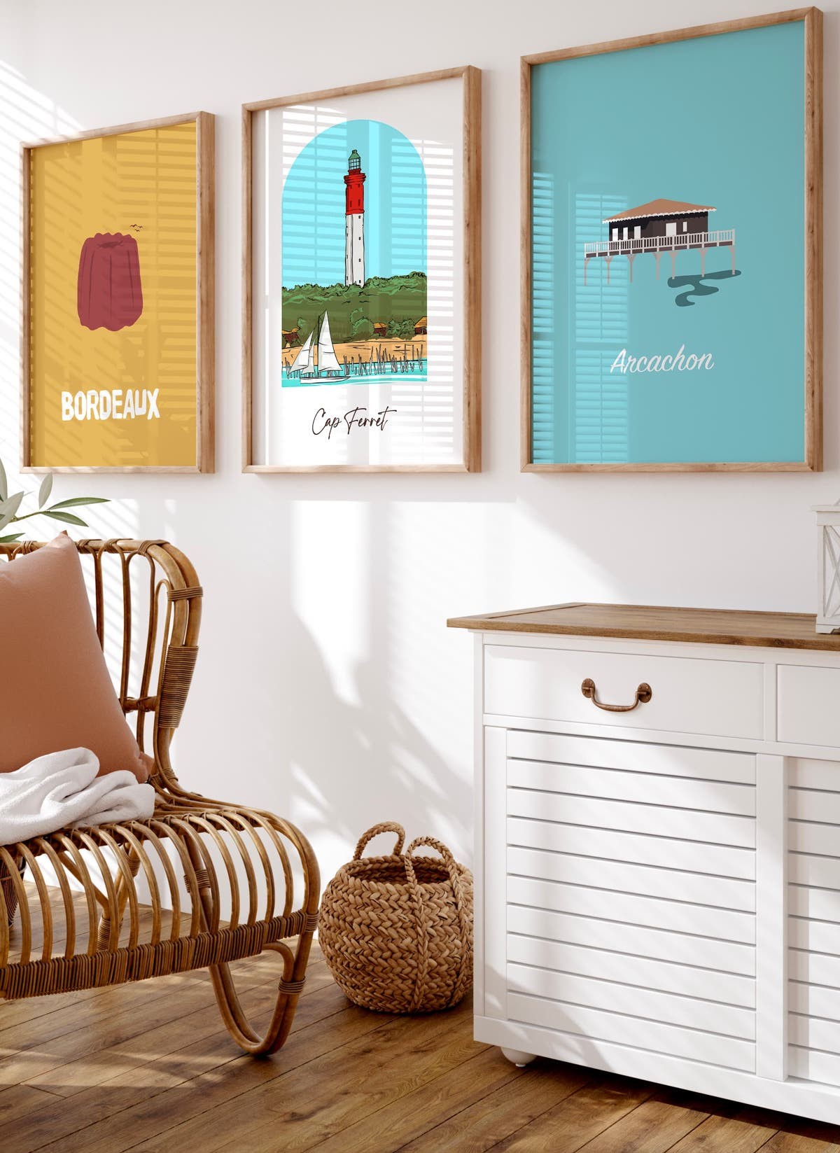 Affiche ville Minimaliste Cap Ferret, décoration murale | L’Afficherie