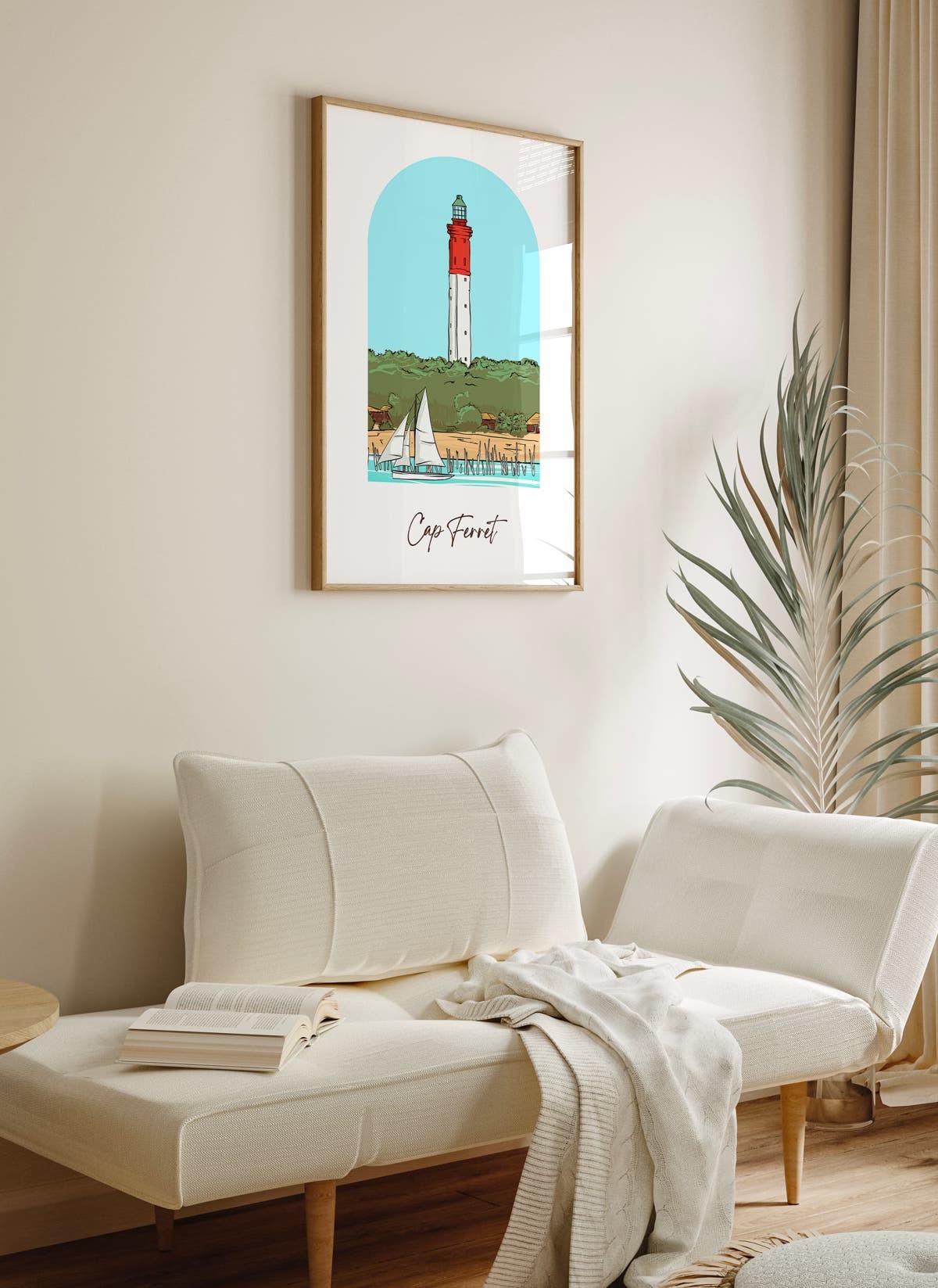 Affiche ville Minimaliste Cap Ferret, décoration murale | L’Afficherie