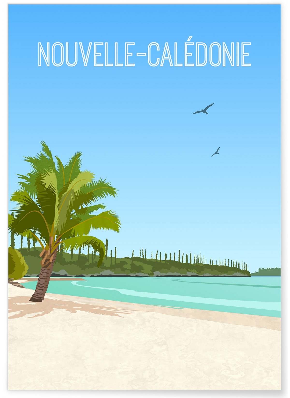 Affiche NouvelleCalédonie, déco murale, illustration L’Afficherie