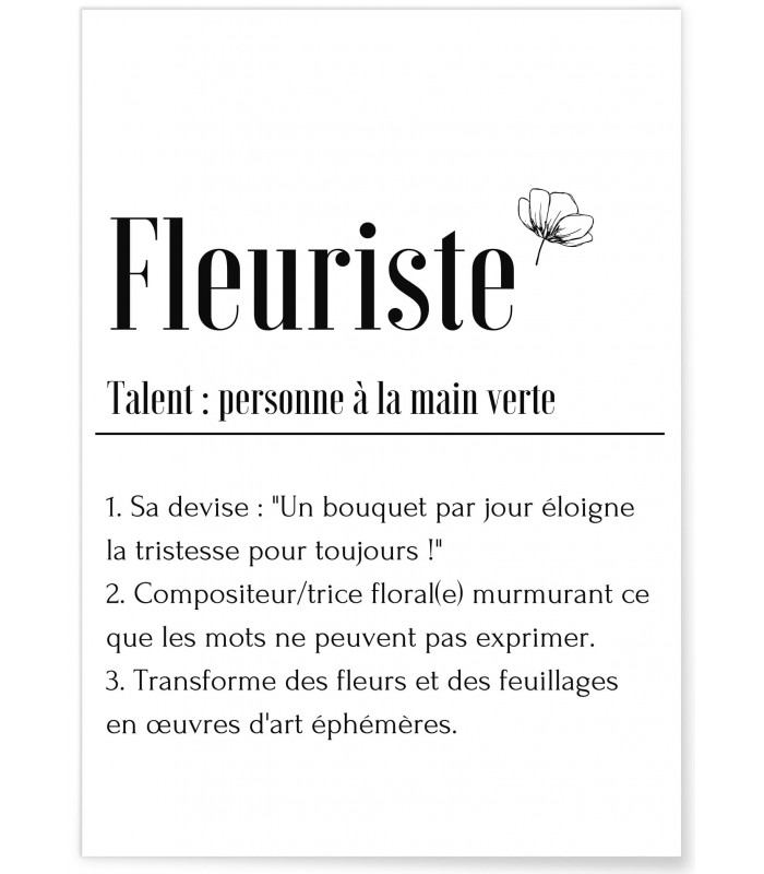 Affiche Définition Fleuriste