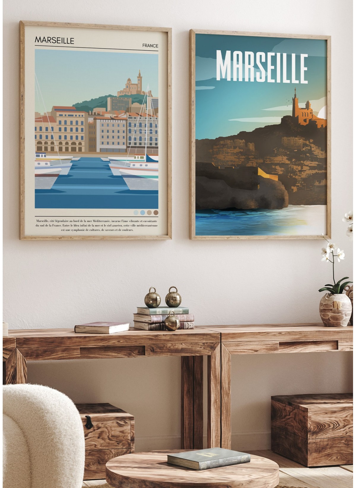 Affiche ville Marseille Vintage