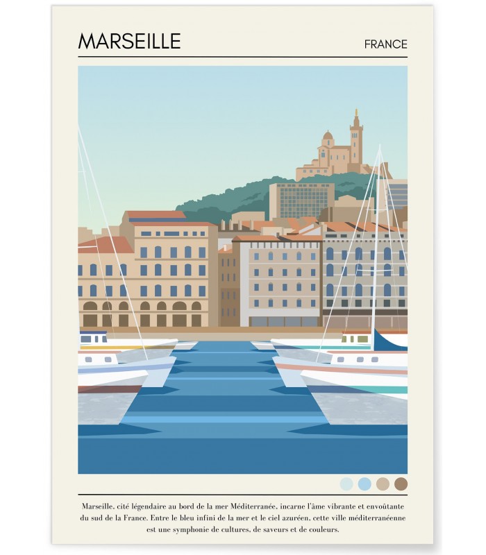 Affiche ville Marseille Vintage