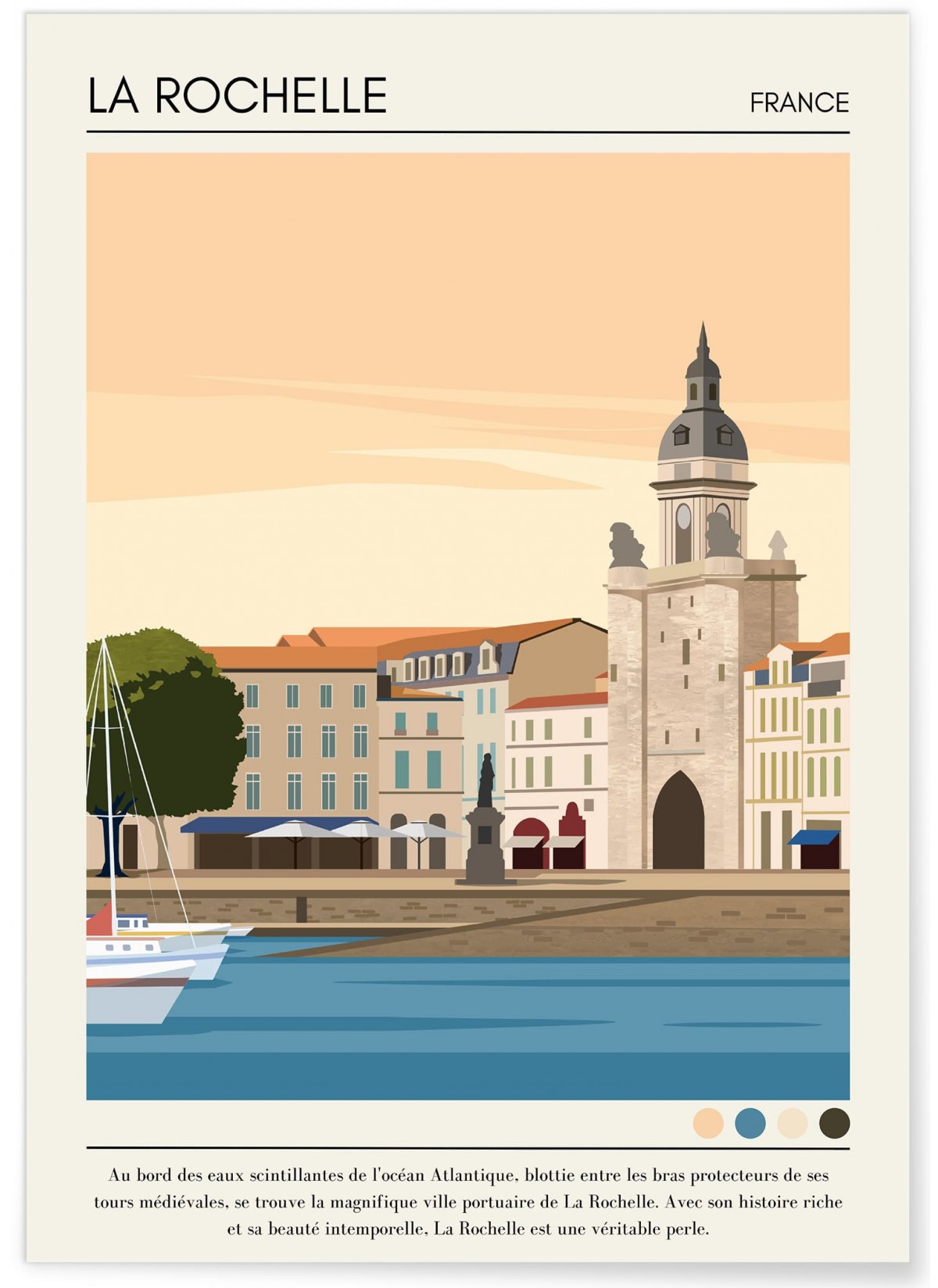 Affiche ville La Rochelle Vintage