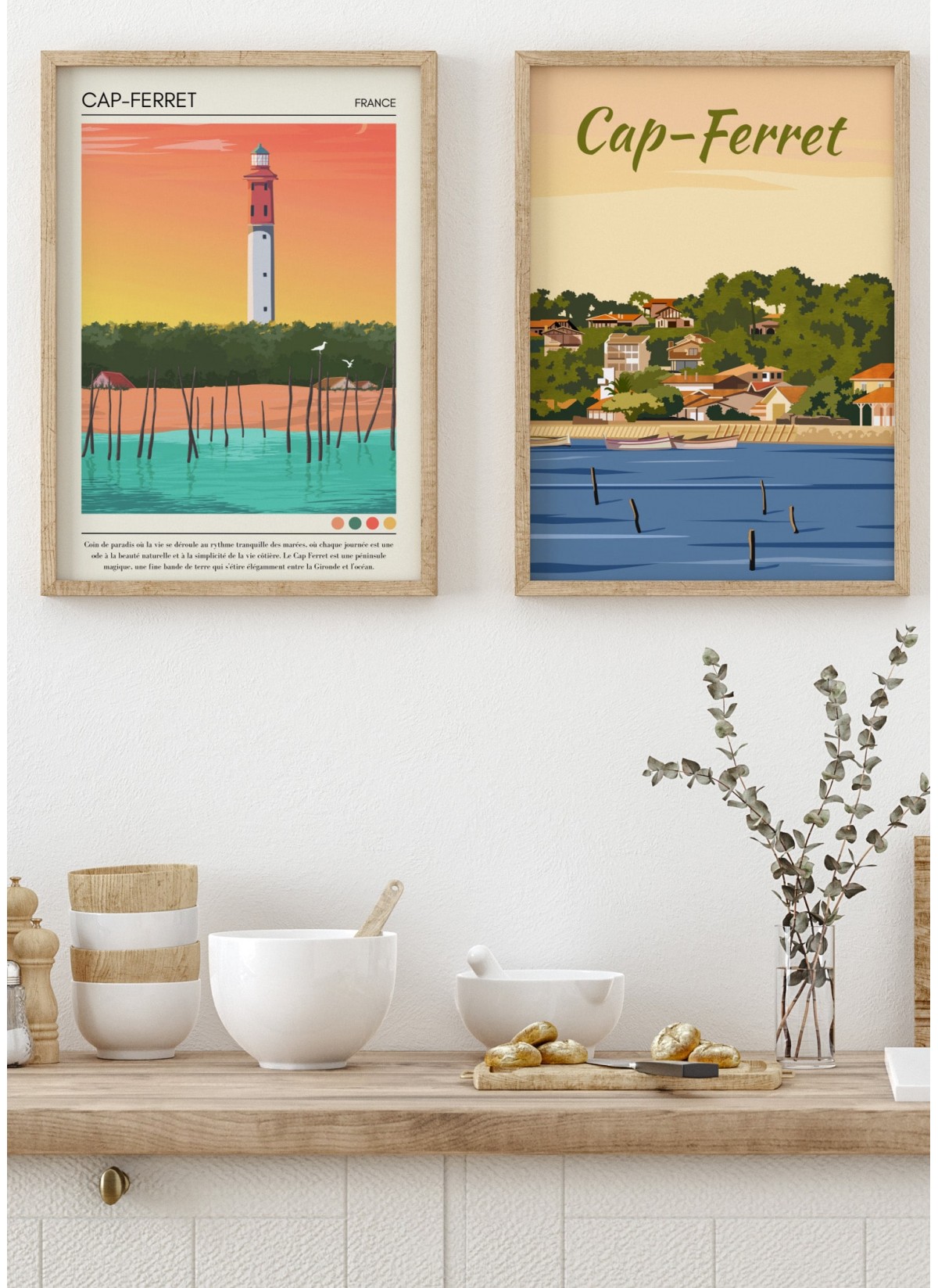 Affiche ville Cap-Ferret Vintage