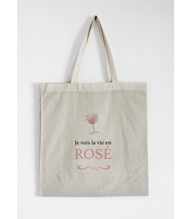 Tote Bag Je vois la vie en rosé