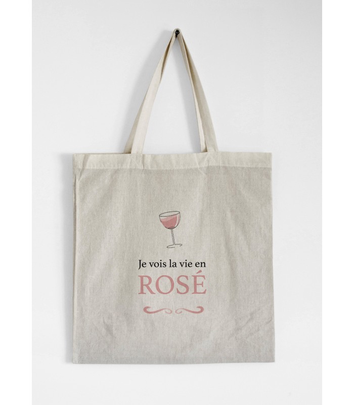 Tote Bag Je vois la vie en rosé