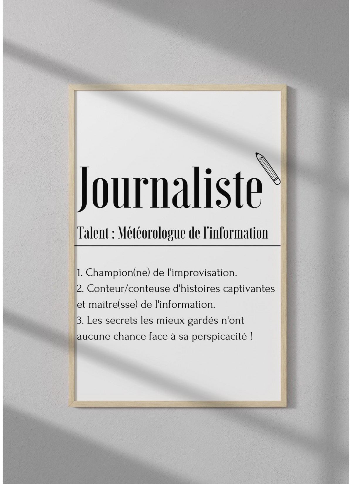 Affiche Définition Journaliste, décoration murale L’Afficherie