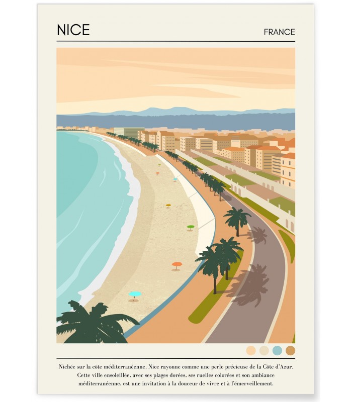 Affiche ville Nice Vintage