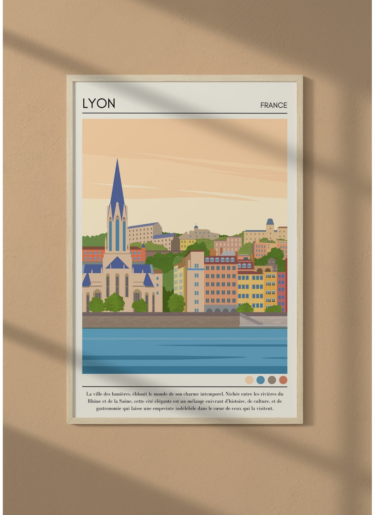 Affiche ville Lyon Vintage