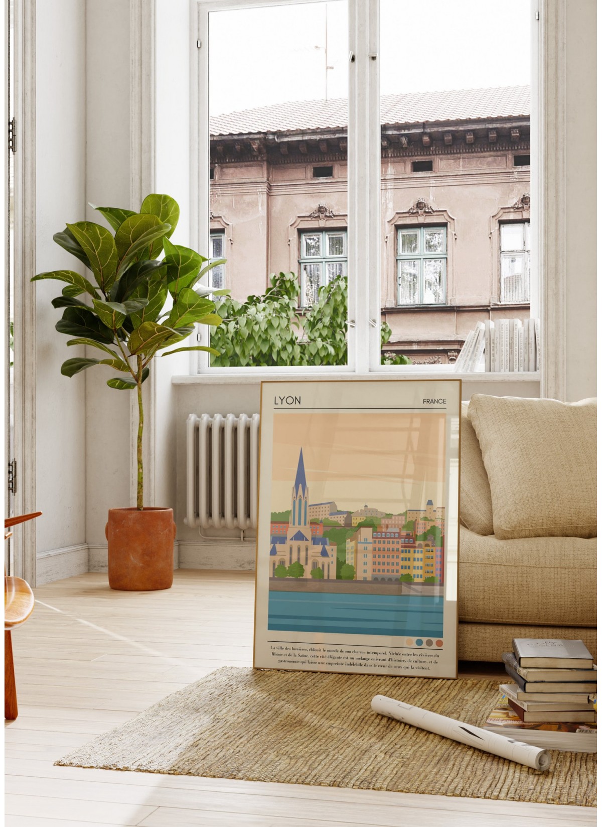 Affiche ville Lyon Vintage