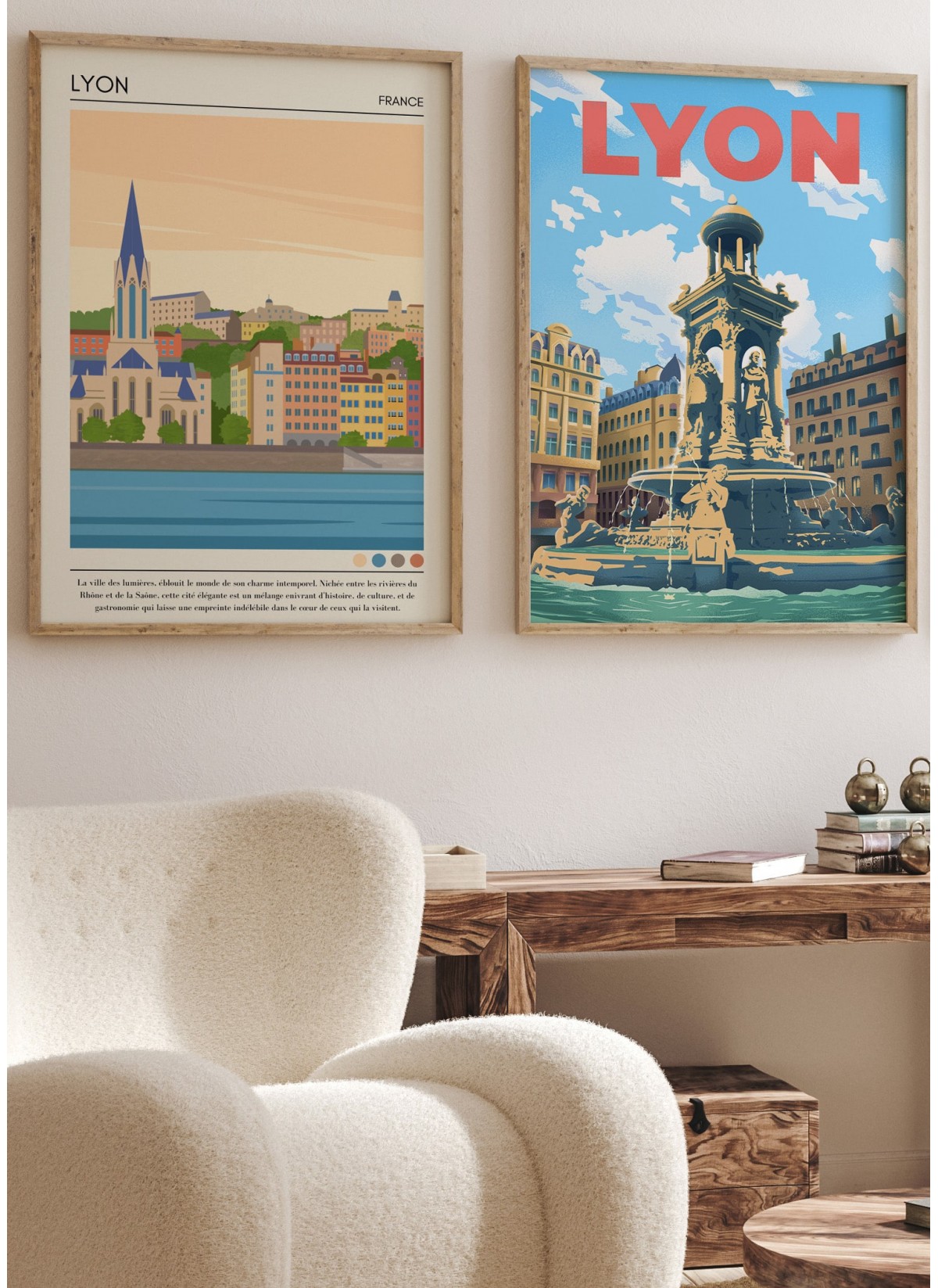 Affiche ville Lyon Vintage