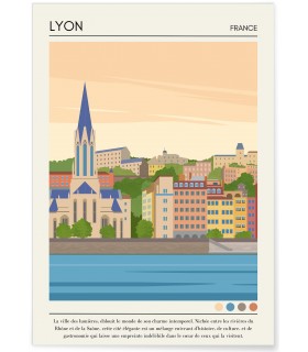 Affiche ville Lyon Vintage