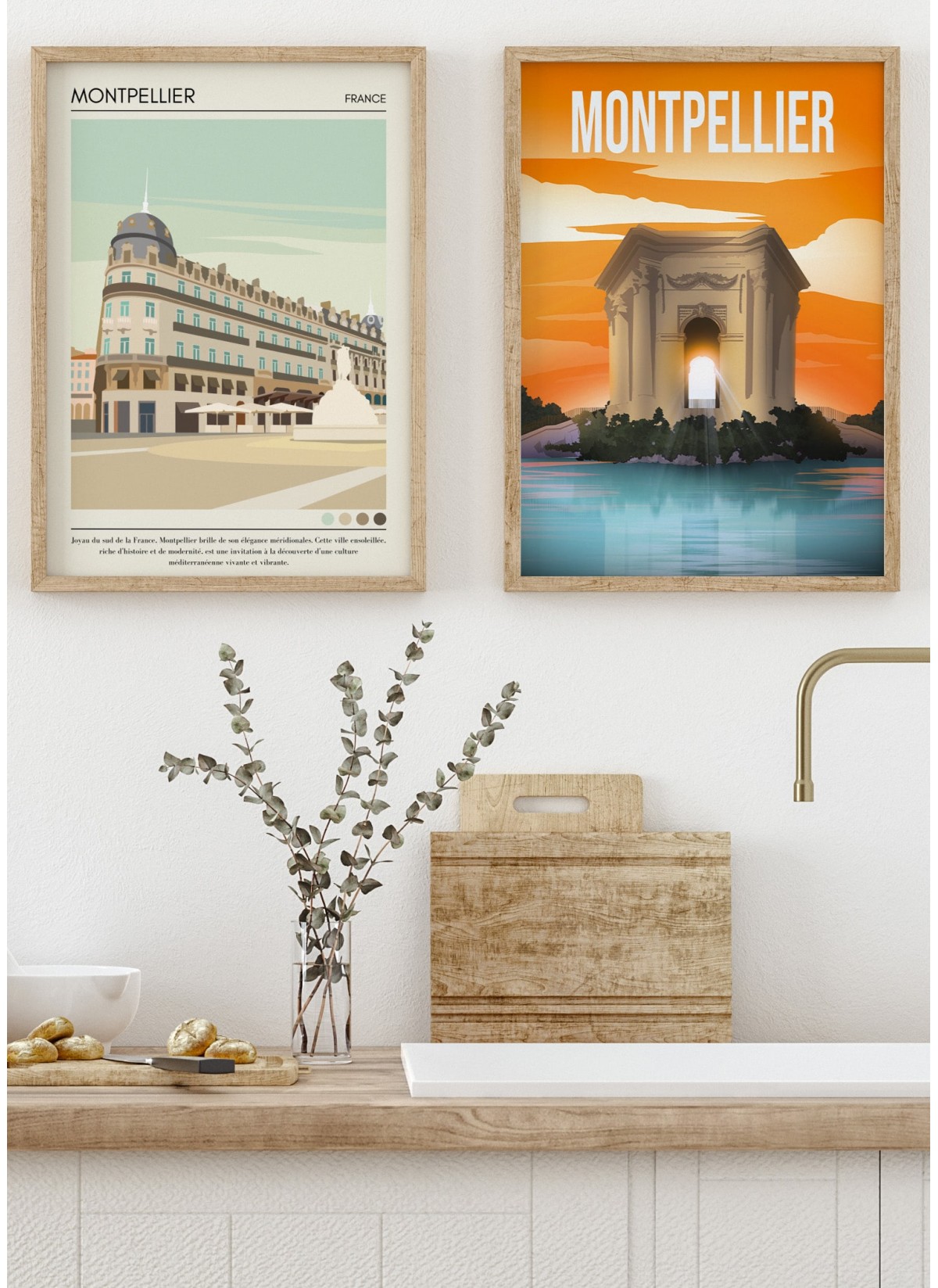 Affiche ville Montpellier Vintage