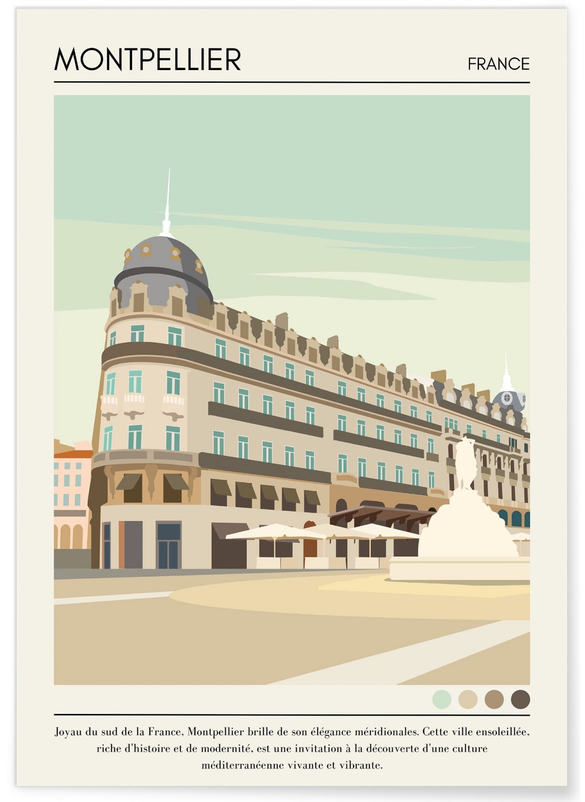 Affiche ville Montpellier Vintage