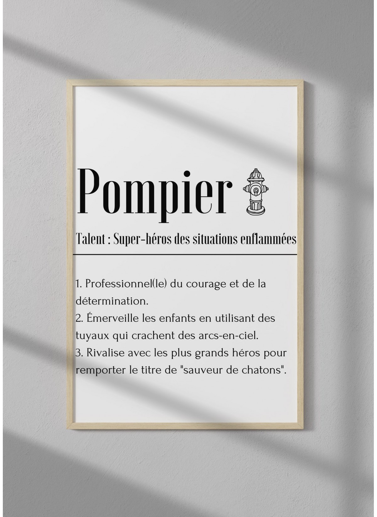 Affiche Définition Pompier 2, décoration murale L’Afficherie