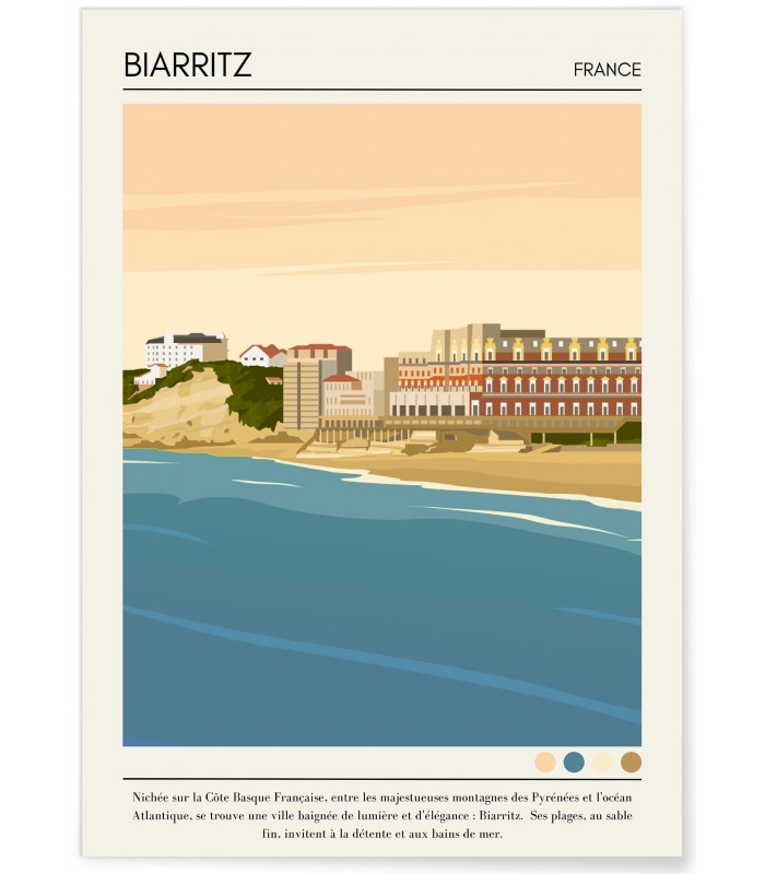 Affiche ville Biarritz Vintage