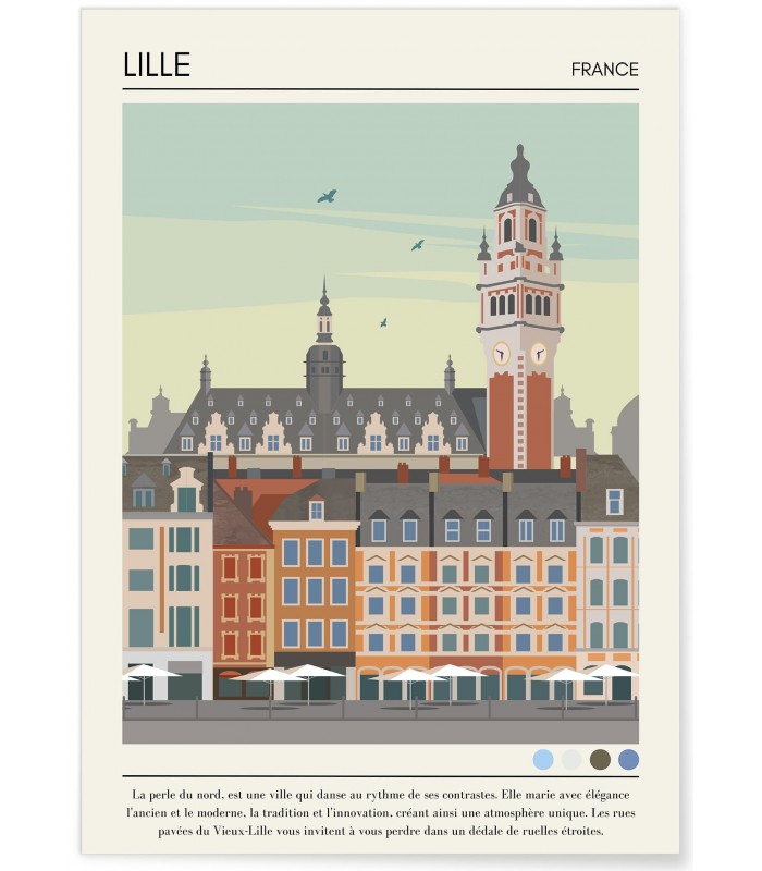 Affiche ville Lille Vintage