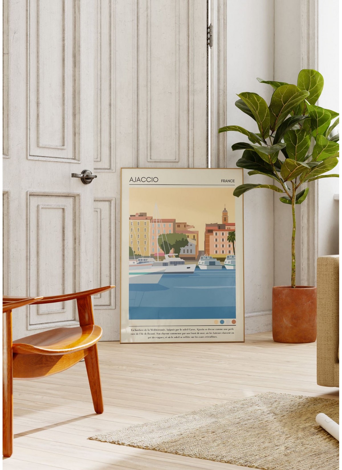 Affiche ville Ajaccio Vintage