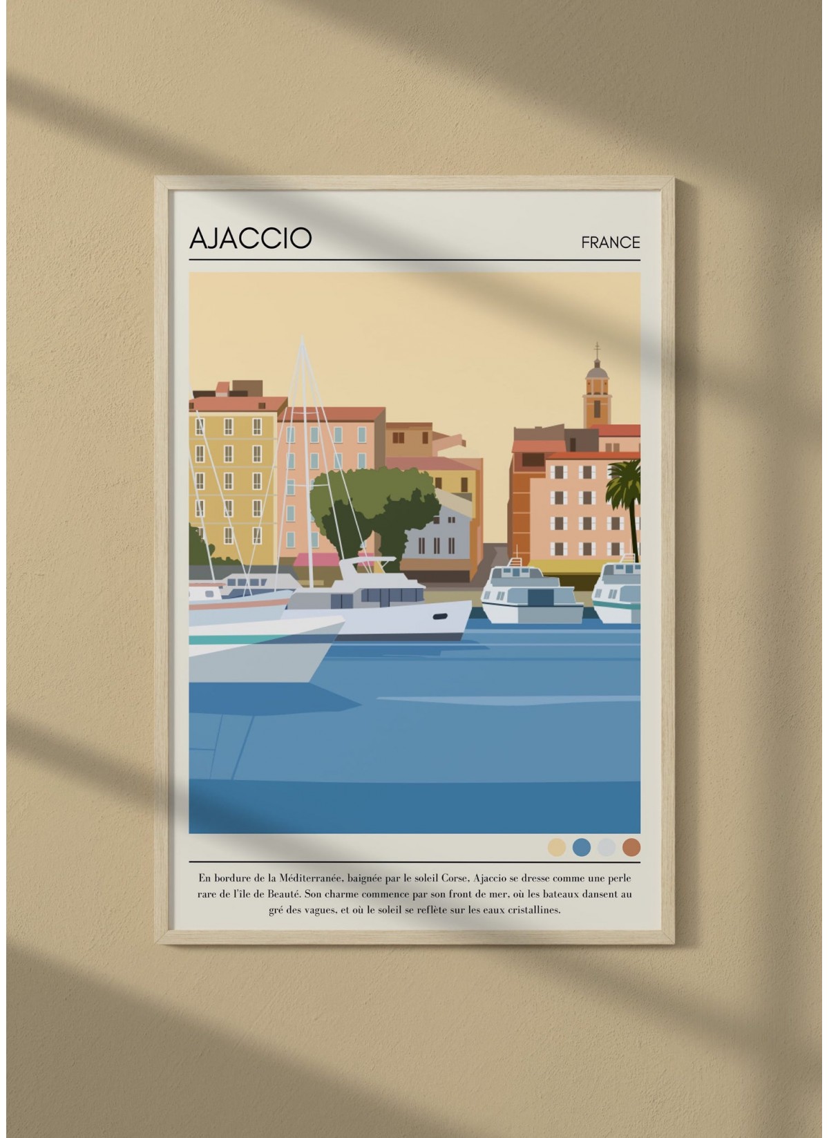Affiche ville Ajaccio Vintage
