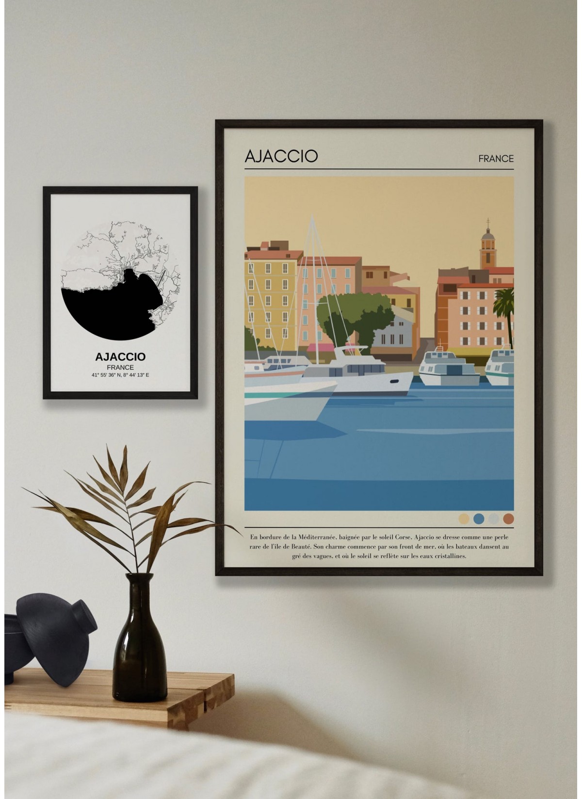 Affiche ville Ajaccio Vintage