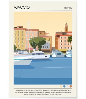 Affiche ville Ajaccio Vintage