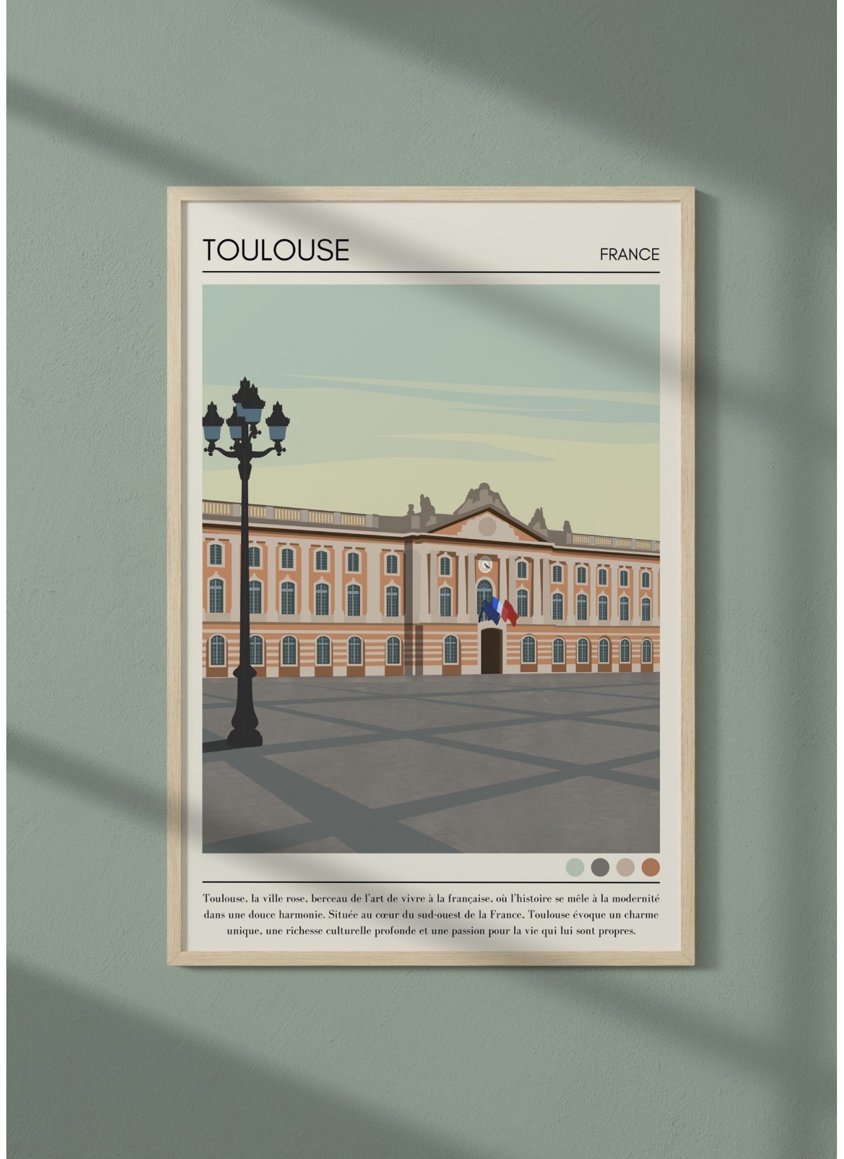 Affiche ville Toulouse Vintage, déco originale L’Afficherie